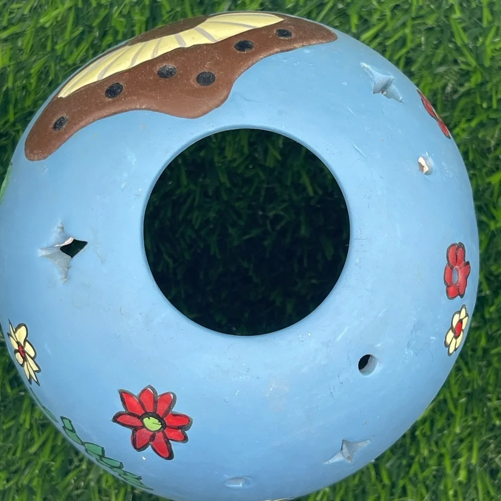 Vintage Hand-painted Ceramic Votive Candle Cover, Frog/Mushroom, EUC - Picture 9 of 11